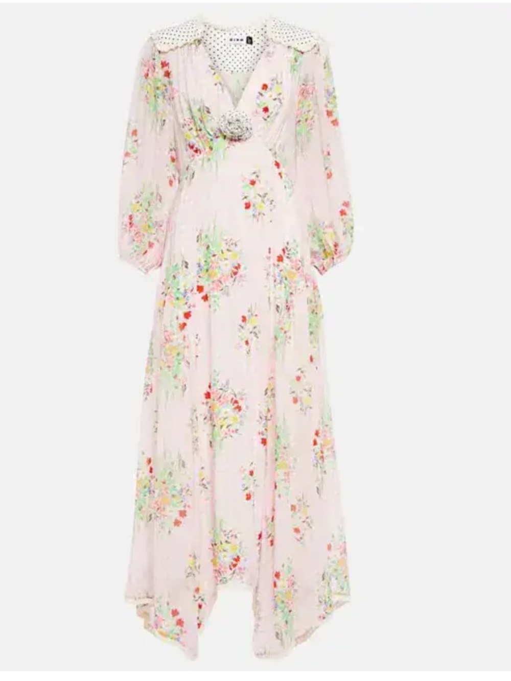 RIXO Pink Floral Embellished Maxi Dress Large